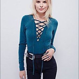 FREE PEOPLE LACE UP SHIRT
